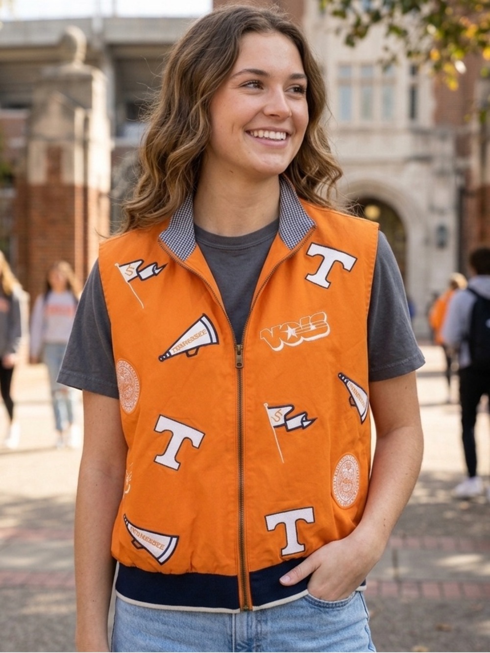 Vtg Univ Of Tennessee Volunteers Vols Castles Sport Vest Cheerleader Cheer Mom